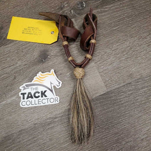 Leather Western Curb - Chin Strap, Horsehair Tassel *vgc, dry, stioff, creases, scraped edges