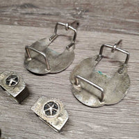 Western Headstall Star Hardware: 2 Buckles, 2 Keepers, 10 Assorted Chicago Screws *gc, stains, oxidized, rubs, dirt
