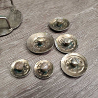 Western Headstall Star Hardware: 2 Buckles, 2 Keepers, 10 Assorted Chicago Screws *gc, stains, oxidized, rubs, dirt
