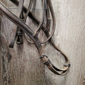 Thin Narrow Rsd Bridle *gc/fair, stiff, scrapes, dry, xholes, creases, stretched/dent