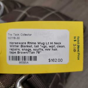 Lt Hi Neck Winter Blanket, tail *vgc, wpf, clean, repairs, snags, scuffs, mnr hair, tape