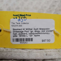 Quilt Sheepskin Dressage Pad *gc, dingy, mnr stains, hair, puckers, compressed/clumpy, pills