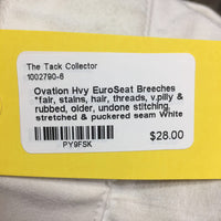 Hvy EuroSeat Breeches *fair, stains, hair, threads, v.pilly & rubbed, older, undone stitching, stretched & puckered seam
