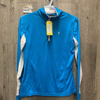 LS Sun Shirt, 1/2 Zip Up, mesh sleeves *vgc/gc, mnr snags & seam puckers