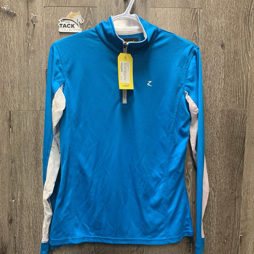 LS Sun Shirt, 1/2 Zip Up, mesh sleeves *vgc/gc, mnr snags & seam puckers