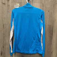 LS Sun Shirt, 1/2 Zip Up, mesh sleeves *vgc/gc, mnr snags & seam puckers