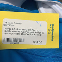LS Sun Shirt, 1/2 Zip Up, mesh sleeves *vgc/gc, mnr snags & seam puckers