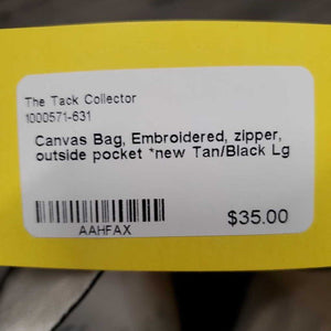 Canvas Bag, Embroidered, zipper, outside pocket *new