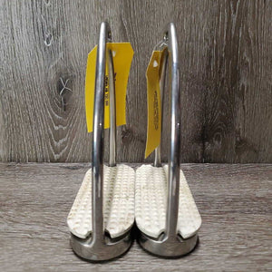 Fine Light Stirrup Irons, grips *vgc, clean, mnr dirt, scratches & film, loose grips