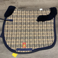 Quilt Sheepskin Lined Saddle Pad *vgc, mnr hair, dirt, rubs, clumpy

