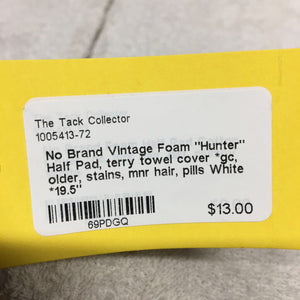 Vintage Foam "Hunter" Half Pad, terry towel cover *gc, older, stains, mnr hair, pills