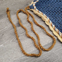Crochet Fly Veil Ear Bonnet, 1x piping, string *gc, faded, rubs, curled edges, hairy, older
