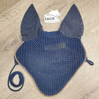 Crochet Fly Veil EAr Bonnet, string, piping *gc, clean, faded, v.curled/folded edge, older
