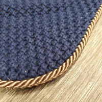 Crochet Fly Veil EAr Bonnet, string, piping *gc, clean, faded, v.curled/folded edge, older
