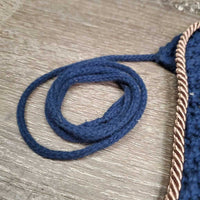 Crochet Fly Veil EAr Bonnet, string, piping *gc, clean, faded, v.curled/folded edge, older
