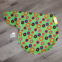 Fleece Saddle Cover & 2 Stirrup Iron Bags, leather ties *xc/vgc, clean, NO elastic, unstitched edge, mnr stains
