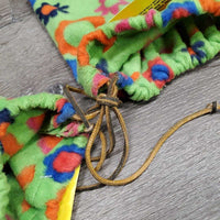 Fleece Saddle Cover & 2 Stirrup Iron Bags, leather ties *xc/vgc, clean, NO elastic, unstitched edge, mnr stains

