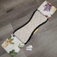 Hvy Cotton Quilt Over Saddle Stirrup Iron Keepers *vgc, clean, mnr stains, hairy, clumpy
