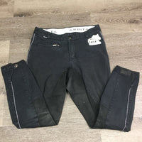 Hvy Leather Full Seat Breeches *gc, faded, seam puckers, rubs, stains, v.puckered seams