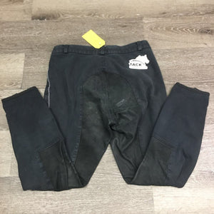 Hvy Leather Full Seat Breeches *gc, faded, seam puckers, rubs, stains, v.puckered seams