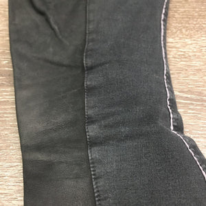 Hvy Leather Full Seat Breeches *gc, faded, seam puckers, rubs, stains, v.puckered seams