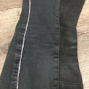 Hvy Leather Full Seat Breeches *gc, faded, seam puckers, rubs, stains, v.puckered seams