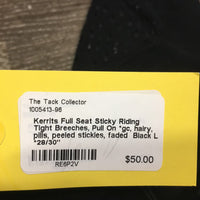 Full Seat Sticky Riding Tight Breeches, Pull On *gc, hairy, pills, peeled stickies, faded