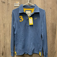 LS Polo Shirt, 1/3 Button Up *gc, rubs, pills, older