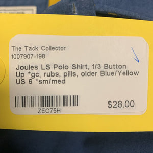 LS Polo Shirt, 1/3 Button Up *gc, rubs, pills, older
