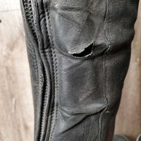 Pr Field Boots, zips *gc/fair, clean, rubs, scrapes, elastics: hole, torn & stretched, edges: curled, holey