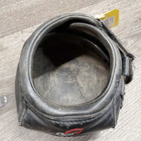 1 Hoof Boot *gc, mnr dirt, faded, curled inner heels, scraped edge, mnr undone stitching, v.rubbed
