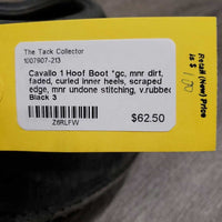 1 Hoof Boot *gc, mnr dirt, faded, curled inner heels, scraped edge, mnr undone stitching, v.rubbed