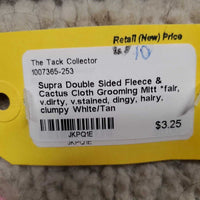 Double Sided Fleece & Cactus Cloth Grooming Mitt *fair, v.dirty, v.stained, dingy, hairy, clumpy
