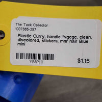 Plastic Curry, handle *vgcgc, clean, discolored, stickers, mnr hair

