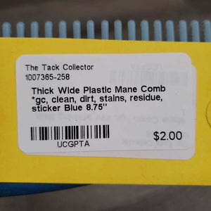Thick Wide Plastic Mane Comb *gc, clean, dirt, stains, residue, sticker