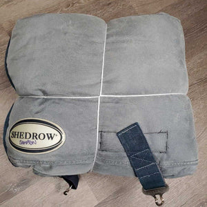 Hvy Hi Neck Winter Blanket, 2 legs *gc, 0 wpf, older, clean, rubbed, faded, repairs