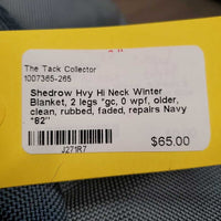 Hvy Hi Neck Winter Blanket, 2 legs *gc, 0 wpf, older, clean, rubbed, faded, repairs