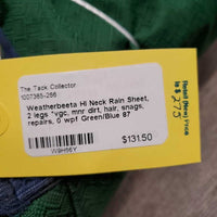 Hi Neck Rain Sheet, 2 legs *vgc, mnr dirt, hair, snags, repairs, 0 wpf

