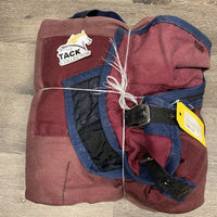 Hvy Quilt Stable Blanket, embroidery "Samson", 2 legs *gc, 0 wpf, older, faded, repairs, mnr snags, mnr hair, stains

