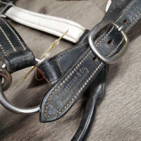 Padded Soft Leather Halter, adj, snap *gc/vgc, clean & mnr dirt?dust, rubs, scraped & peeled edges, creases, dry, rust?
