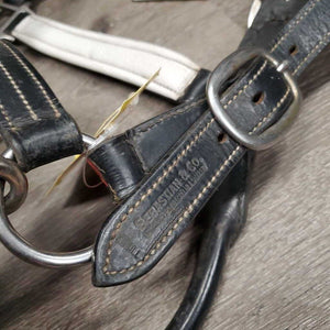 Padded Soft Leather Halter, adj, snap *gc/vgc, clean & mnr dirt?dust, rubs, scraped & peeled edges, creases, dry, rust?