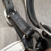Padded Soft Leather Halter, adj, snap *gc/vgc, clean & mnr dirt?dust, rubs, scraped & peeled edges, creases, dry, rust?
