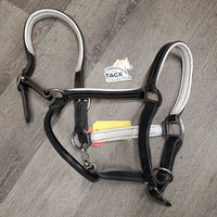 Padded Soft Leather Halter, adj, snap *gc/vgc, clean & mnr dirt?dust, rubs, scraped & peeled edges, creases, dry, rust?