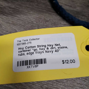 Hvy Cotton String Hay Net, caribiner *gc, hay & dirt, stains, rubs, edge frays