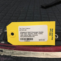 Quilt Dressage Saddle Pad, tabs *gc/fair, clean, faded, rubs, tears, pills, threads
