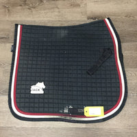 Quilt Dressage Saddle Pad, tabs *gc/fair, clean, faded, rubs, tears, pills, threads
