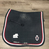 Quilt Dressage Saddle Pad, tabs *gc/fair, clean, faded, rubs, tears, pills, threads
