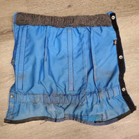 2 Nylon Mud Fever Boots, velcro, snaps, fleece tops *gc, dirty, stains, repaired, discolored, older?, rubs, snags
