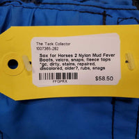 2 Nylon Mud Fever Boots, velcro, snaps, fleece tops *gc, dirty, stains, repaired, discolored, older?, rubs, snags
