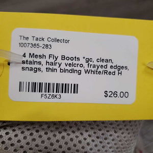 4 Mesh Fly Boots *gc, clean, stains, hairy velcro, frayed edges, snags, thin binding